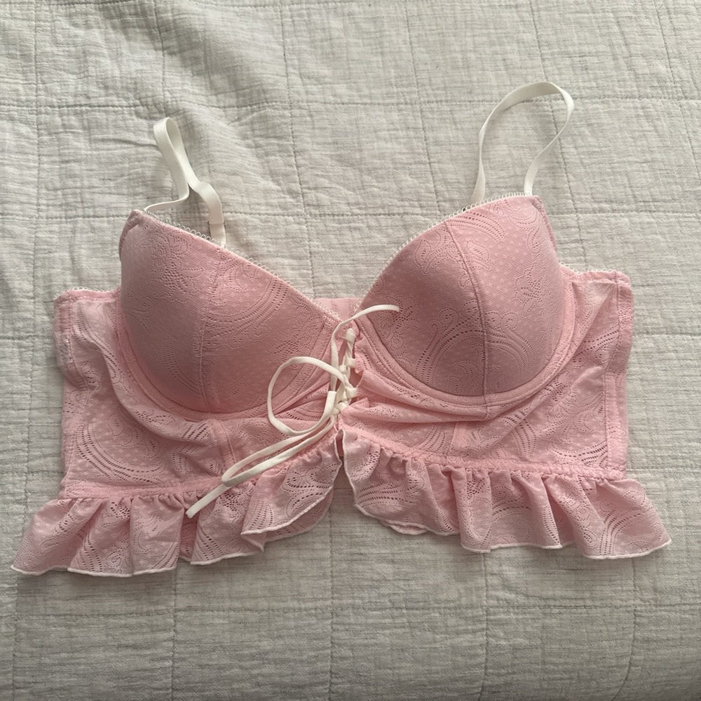 Forever 21 Blush Lace-Up Bralette